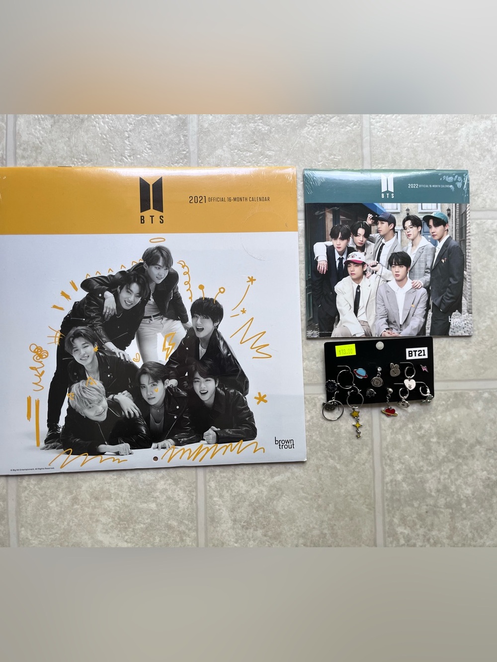 BTS 2021 Calendars with BT21 Pierced Earrings